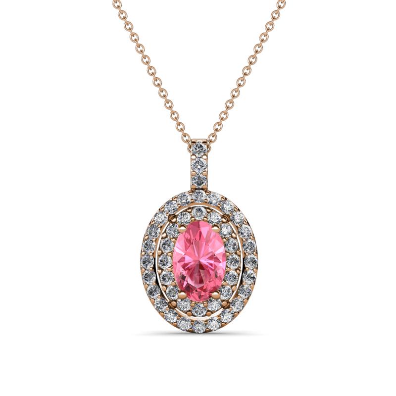 Calice Pink Tourmaline and Diamond Double Halo Pendant 