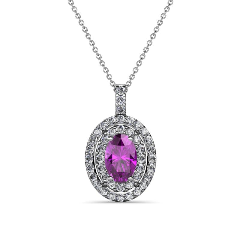 Calice Amethyst and Diamond Double Halo Pendant 
