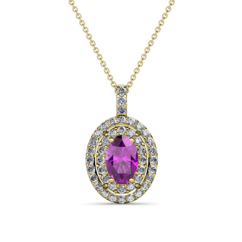Calice Amethyst and Diamond Double Halo Pendant 