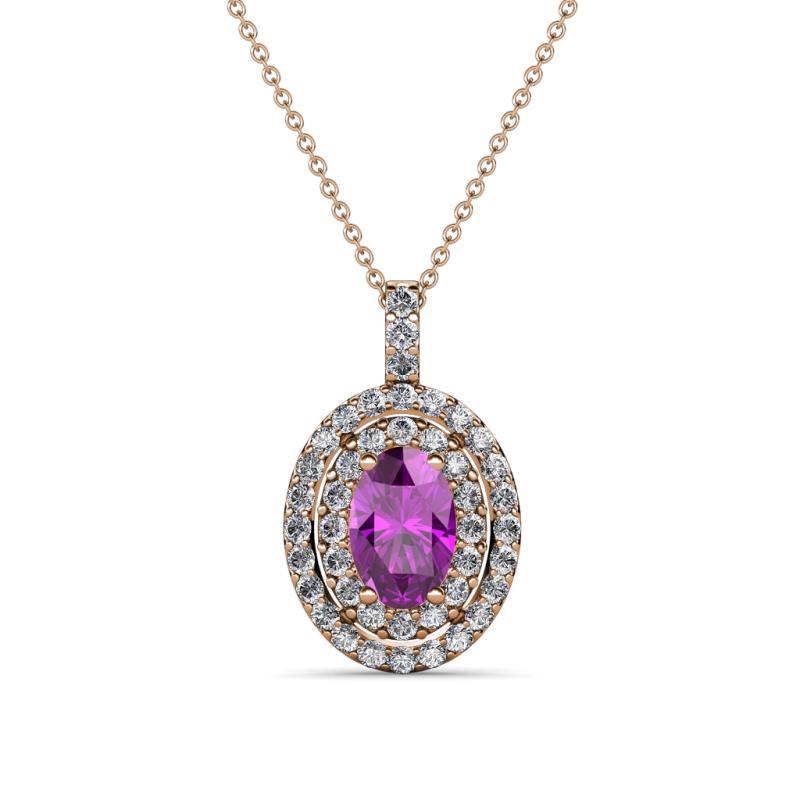 Calice Amethyst and Diamond Double Halo Pendant 
