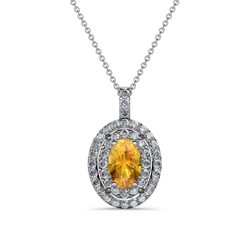 Calice Citrine and Diamond Double Halo Pendant 
