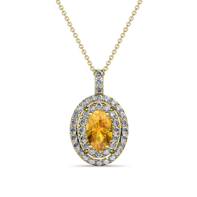 Calice Citrine and Diamond Double Halo Pendant 