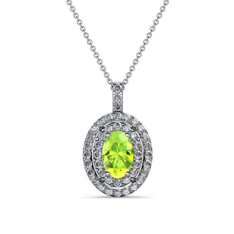 Calice Peridot and Diamond Double Halo Pendant 