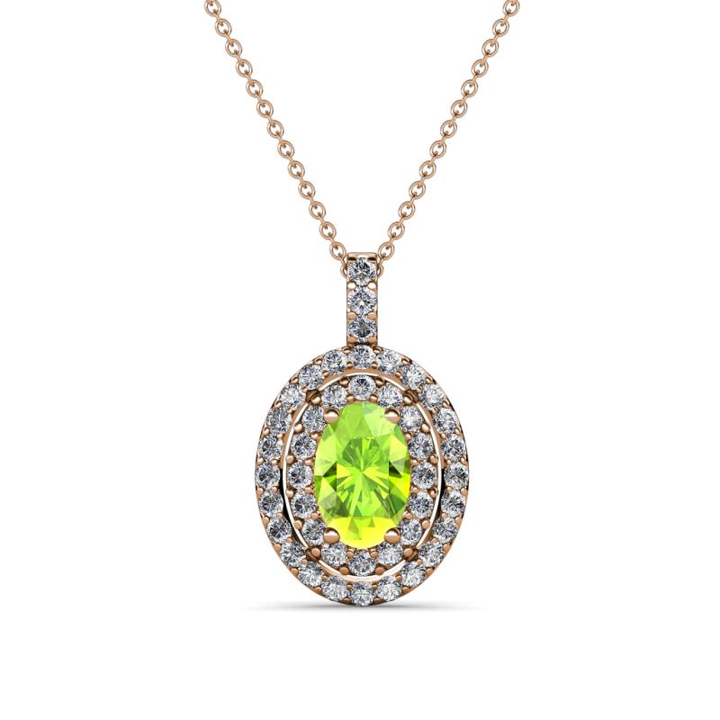 Calice Peridot and Diamond Double Halo Pendant 