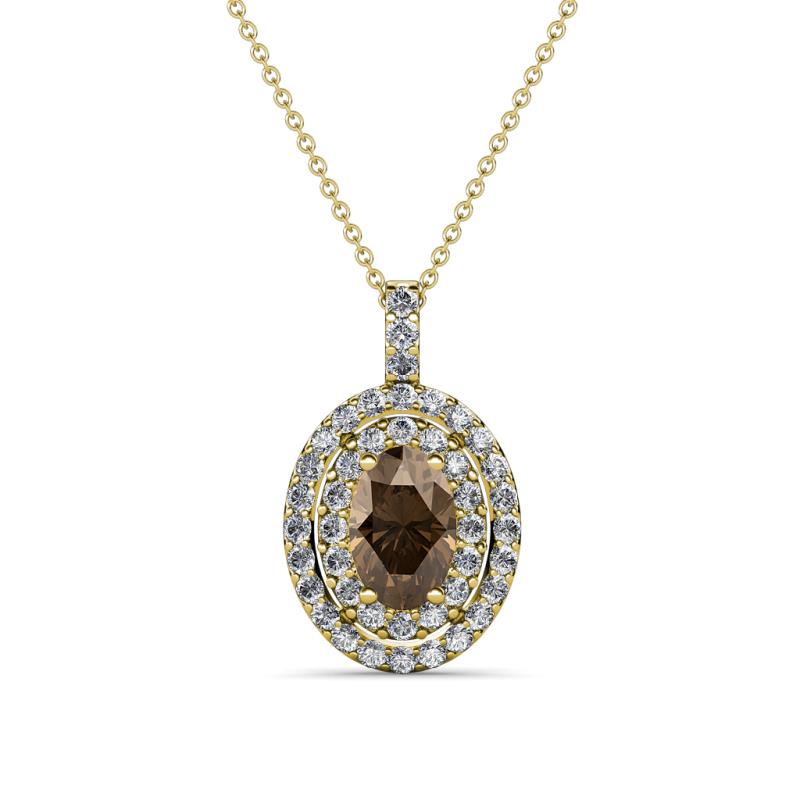 Calice Smoky Quartz and Diamond Double Halo Pendant 