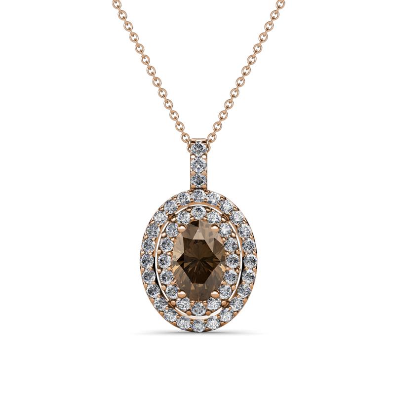 Calice Smoky Quartz and Diamond Double Halo Pendant 