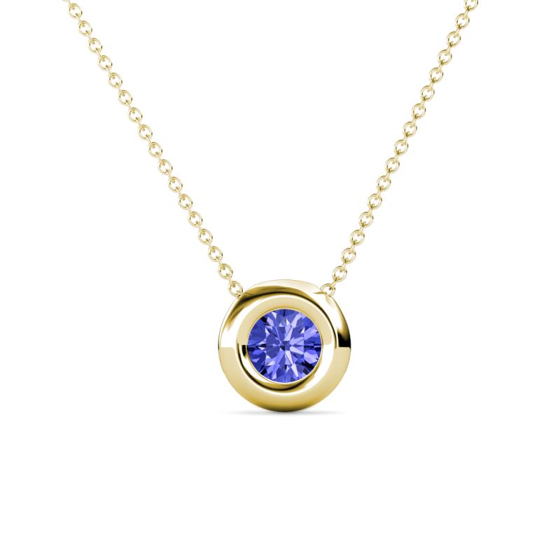 Arela 5.00 mm Round Tanzanite Donut Bezel Solitaire Pendant Necklace 