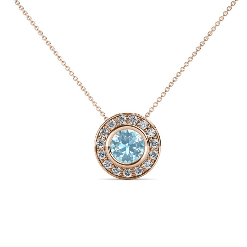 Kitra Aquamarine and Diamond Halo Pendant 