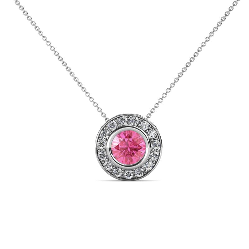 Kitra Pink Tourmaline and Diamond Halo Pendant 