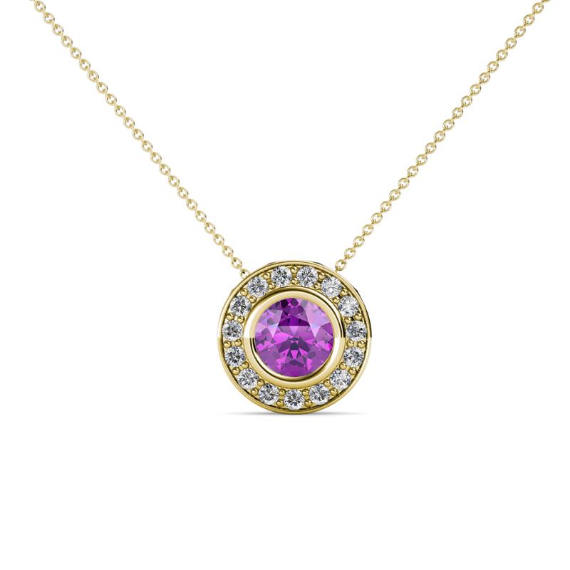 Kitra Amethyst and Diamond Halo Pendant 