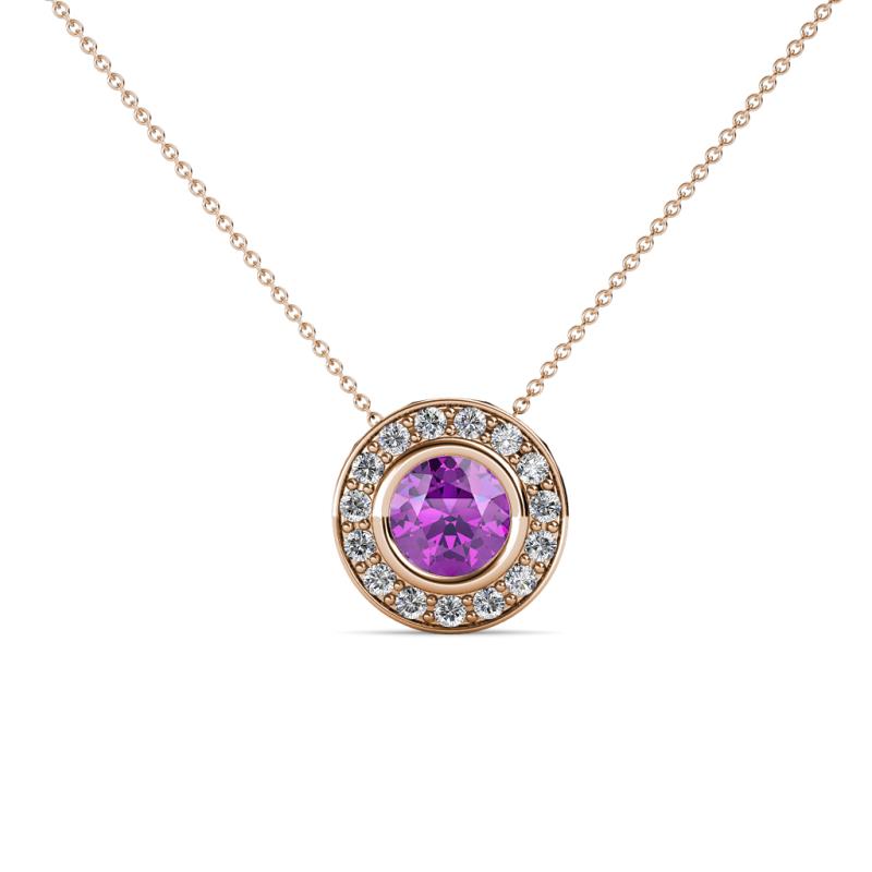 Kitra Amethyst and Diamond Halo Pendant 