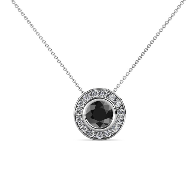Kitra Black and White Diamond Halo Pendant 
