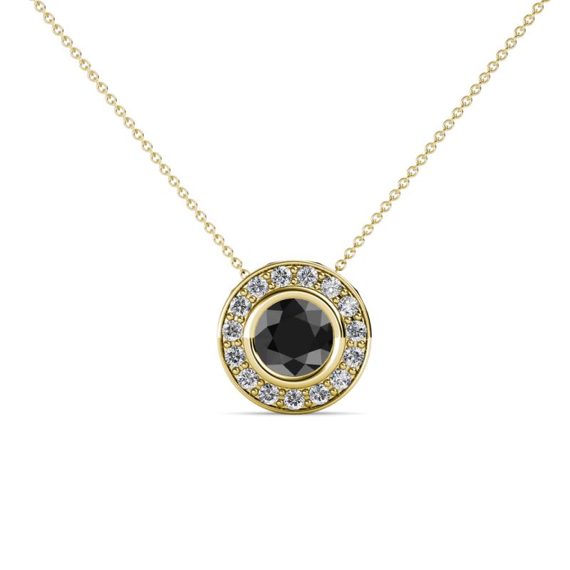 Kitra Black and White Diamond Halo Pendant 
