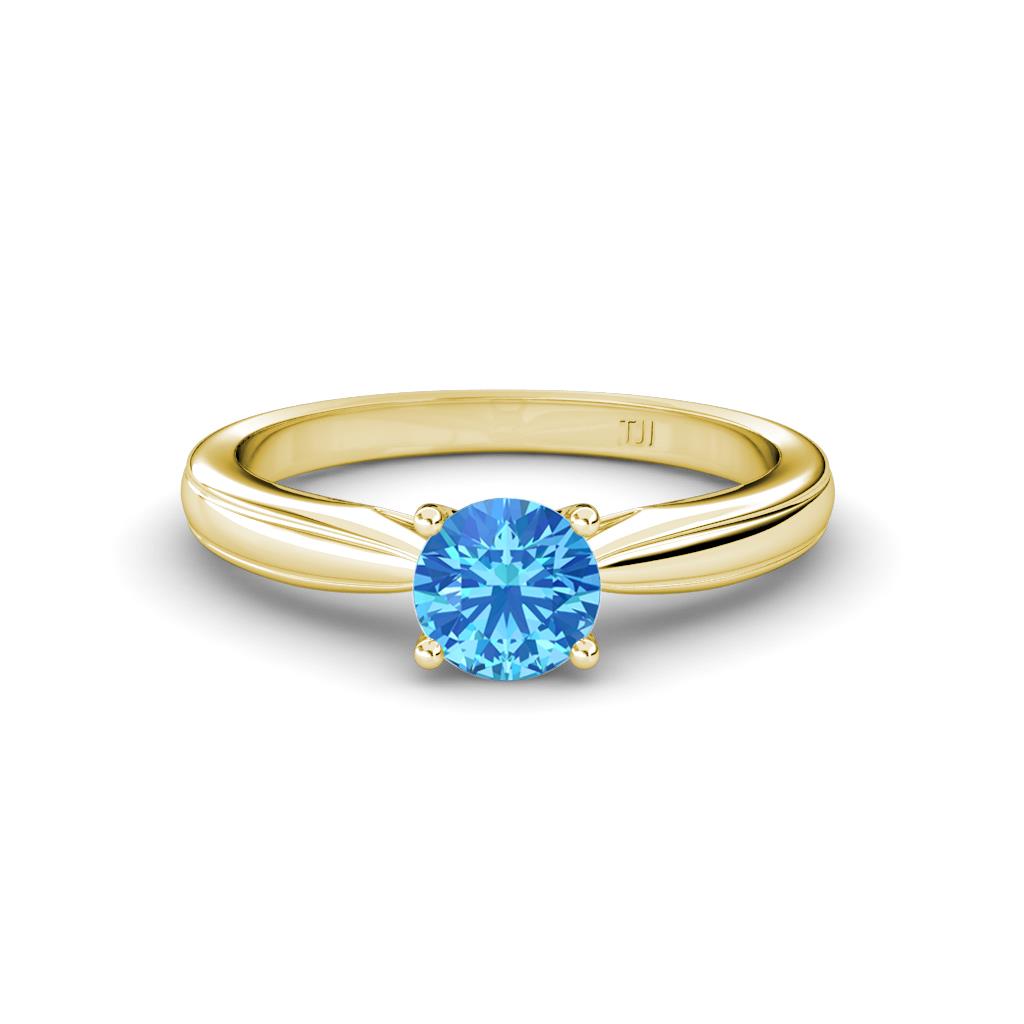 Adsila Blue Topaz Solitaire Engagement Ring 