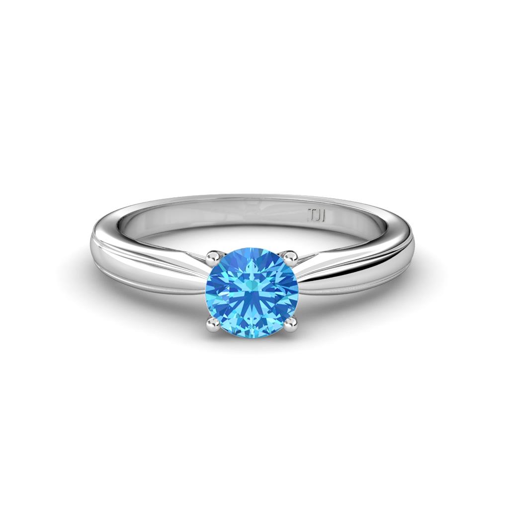 Adsila Blue Topaz Solitaire Engagement Ring 