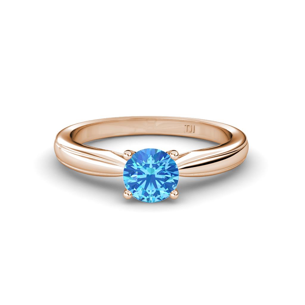 Adsila Blue Topaz Solitaire Engagement Ring 