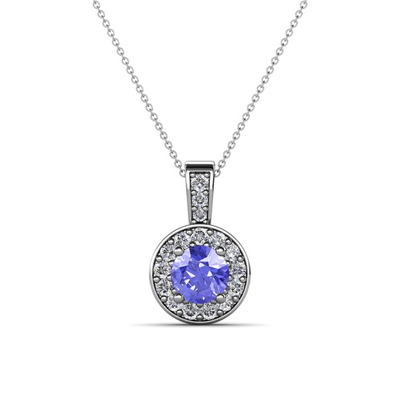 Astera Tanzanite and Diamond Circle Halo Pendant 