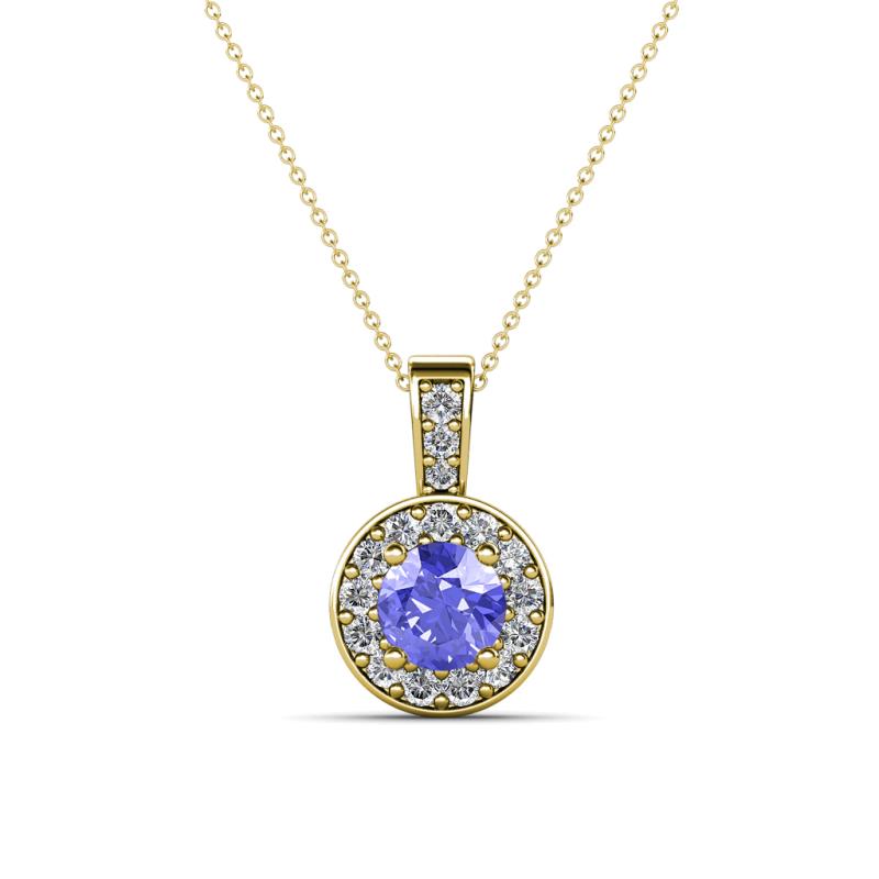 Astera Tanzanite and Diamond Circle Halo Pendant 