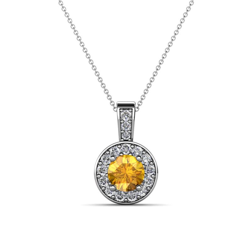Astera Citrine and Diamond Circle Halo Pendant 