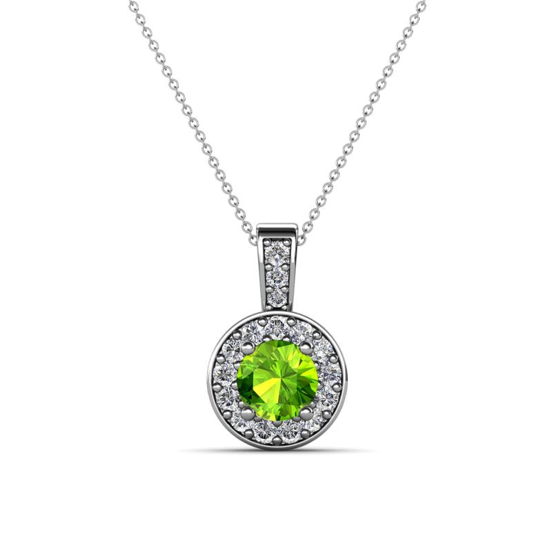 Astera Peridot and Diamond Circle Halo Pendant 