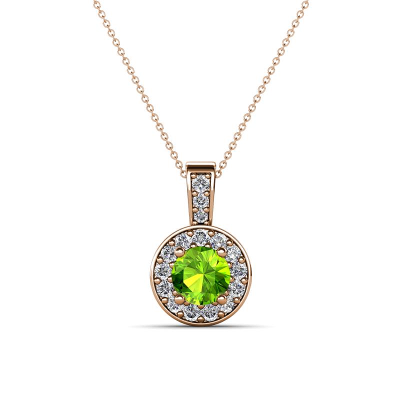 Astera Peridot and Diamond Circle Halo Pendant 