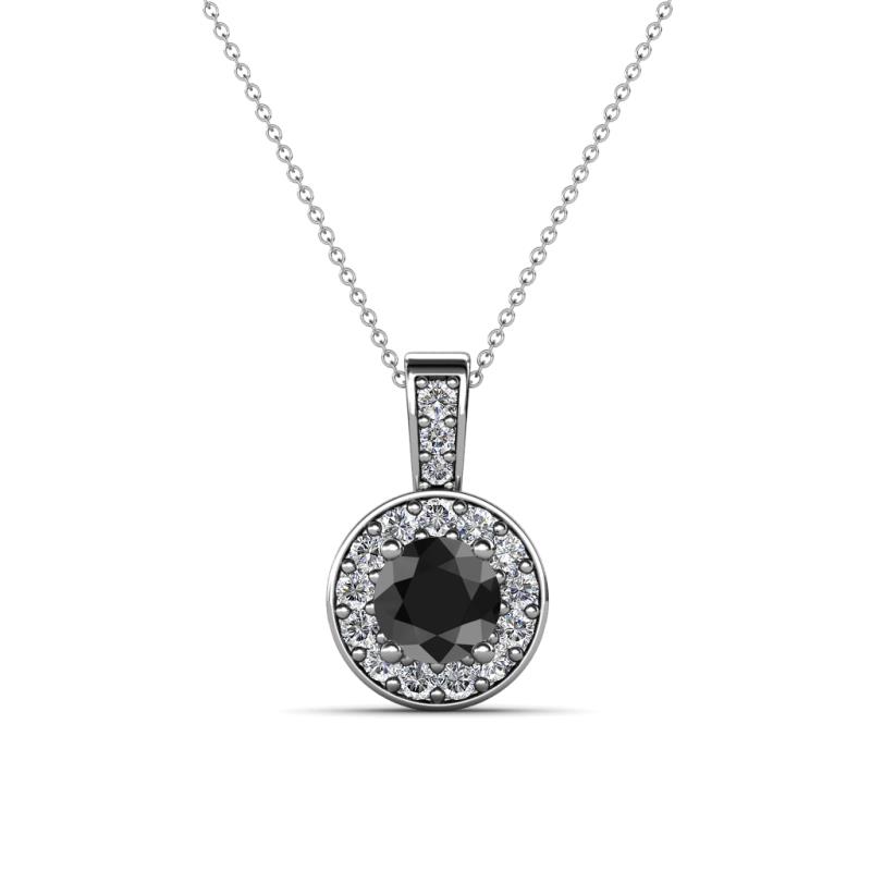 Astera Black and White Diamond Circle Halo Pendant 