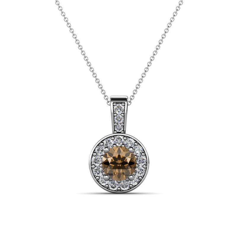 Astera Smoky Quartz and Diamond Circle Halo Pendant 