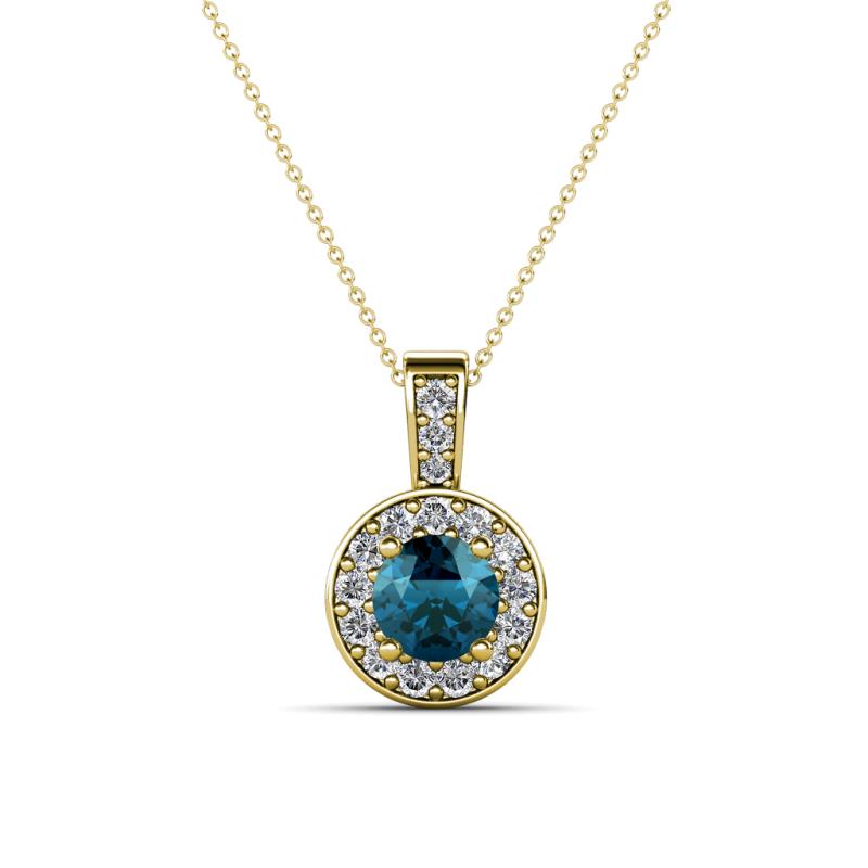 Astera Blue and White Diamond Circle Halo Pendant 