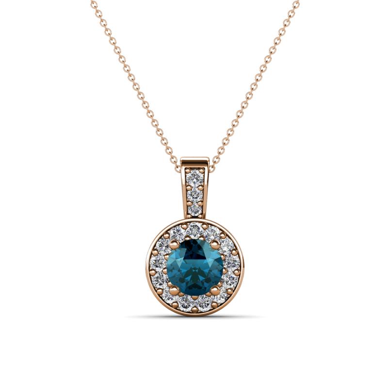 Astera Blue and White Diamond Circle Halo Pendant 