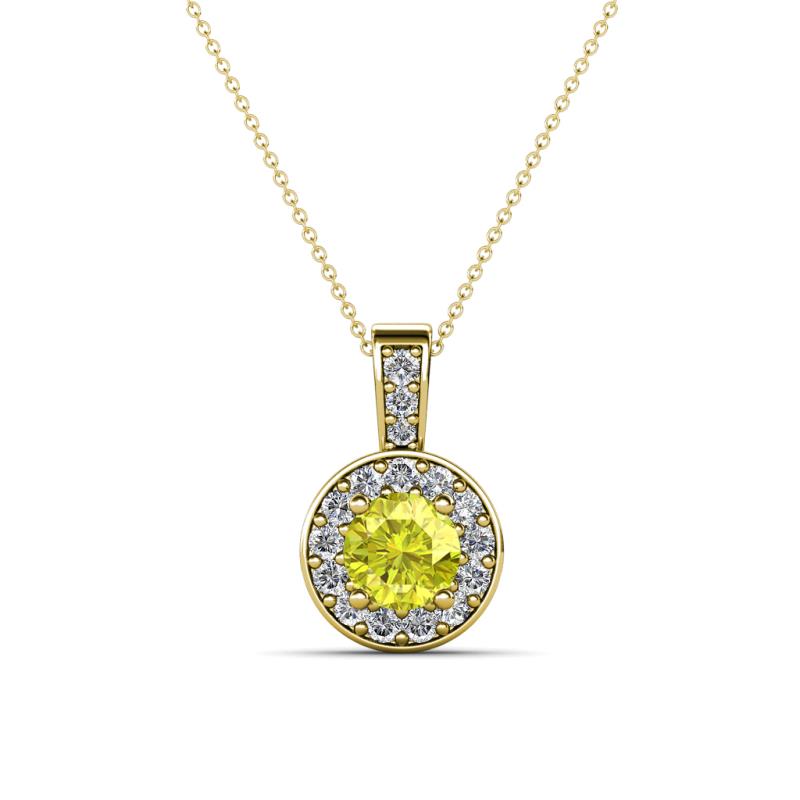 Astera Yellow and White Diamond Circle Halo Pendant 