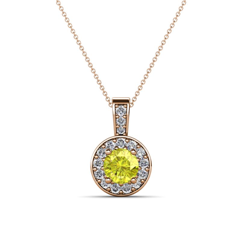 Astera Yellow and White Diamond Circle Halo Pendant 