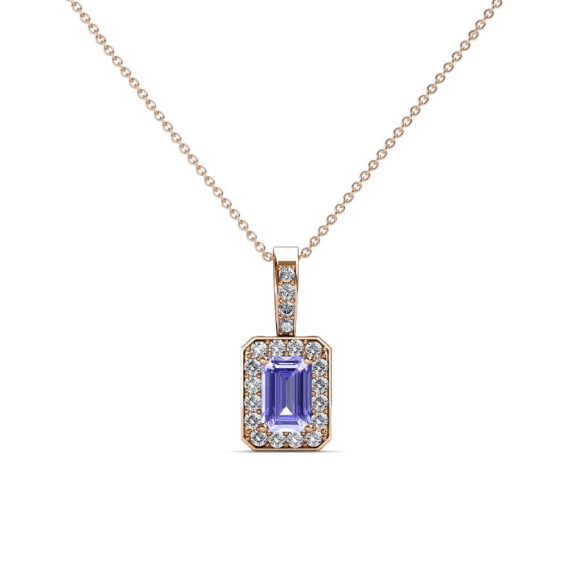 Lilian Tanzanite and Diamond Halo Pendant 
