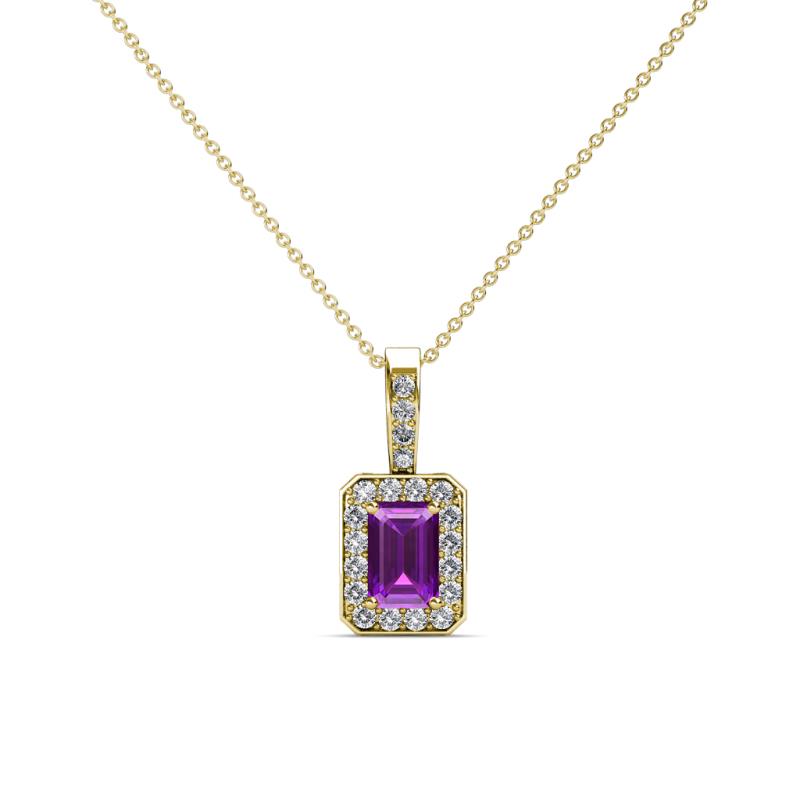 Lilian Amethyst and Diamond Halo Pendant 