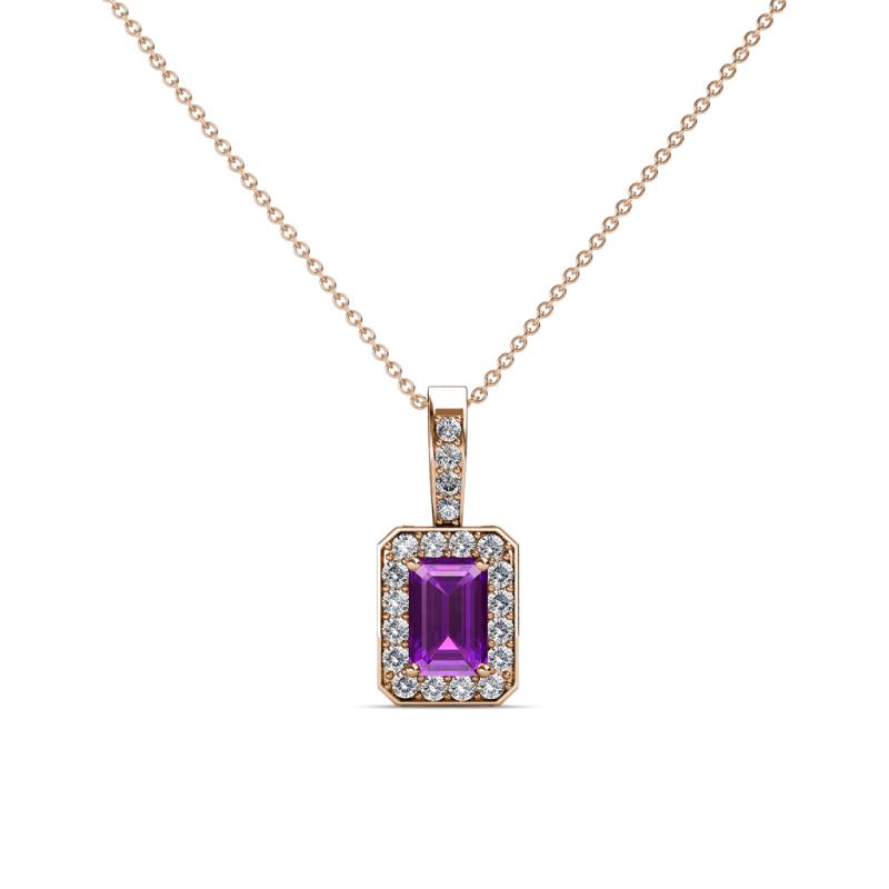 Lilian Amethyst and Diamond Halo Pendant 