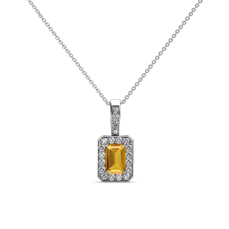 Lilian Citrine and Diamond Halo Pendant 
