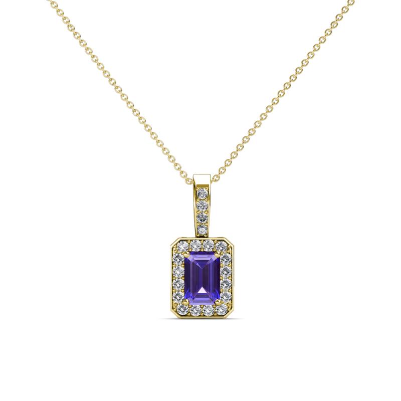 Lilian Iolite and Diamond Halo Pendant 