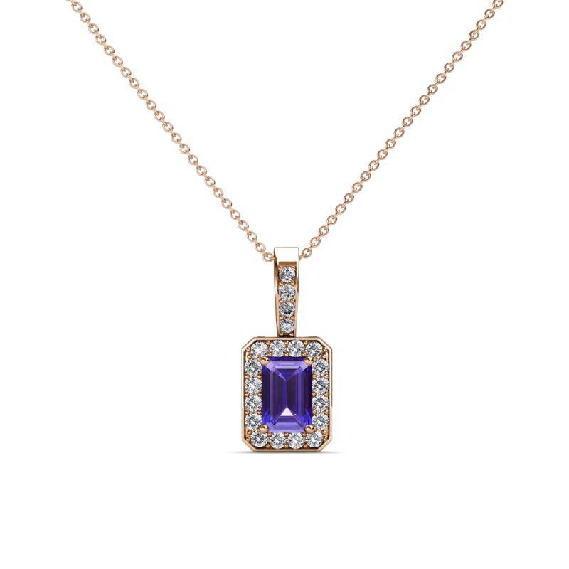 Lilian Iolite and Diamond Halo Pendant 