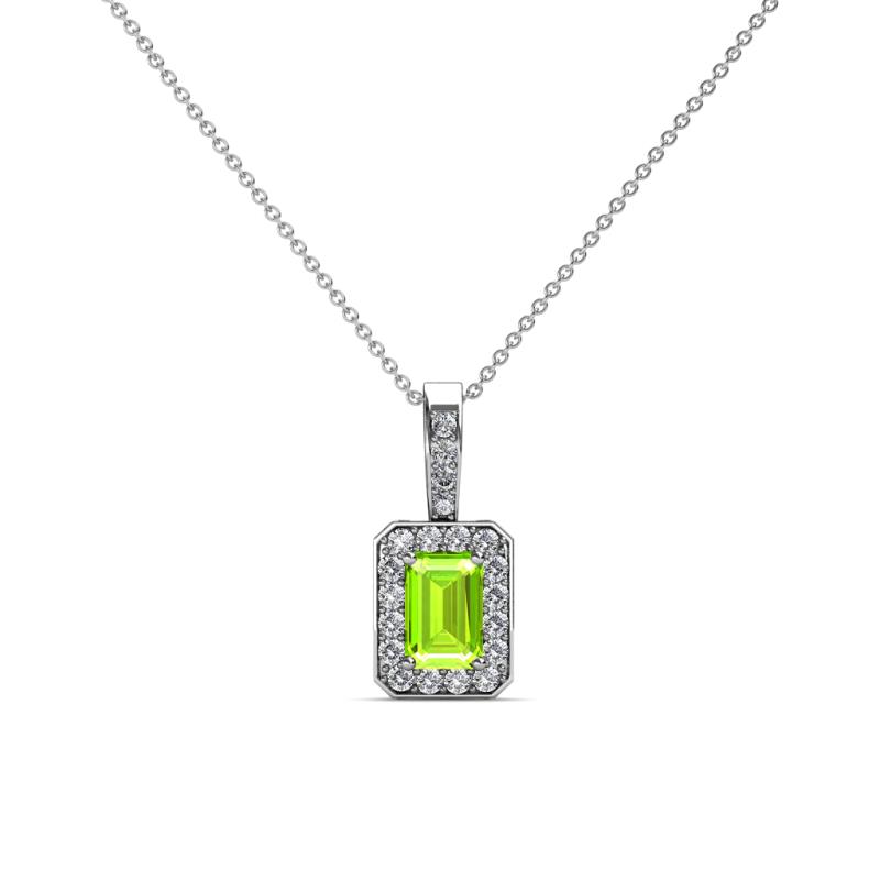 Lilian Peridot and Diamond Halo Pendant 