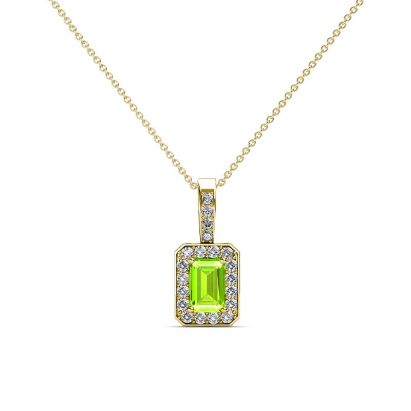 Lilian Peridot and Diamond Halo Pendant 