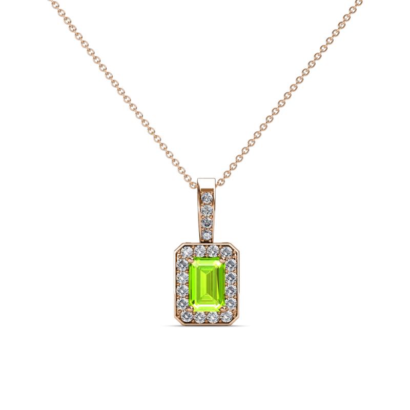 Lilian Peridot and Diamond Halo Pendant 