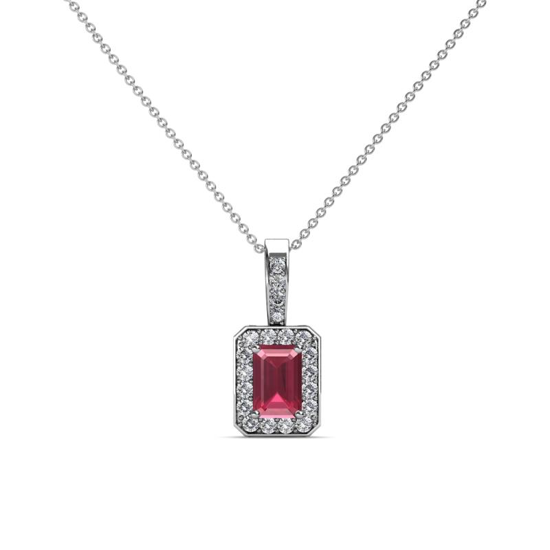 Lilian Rhodolite Garnet and Diamond Halo Pendant 