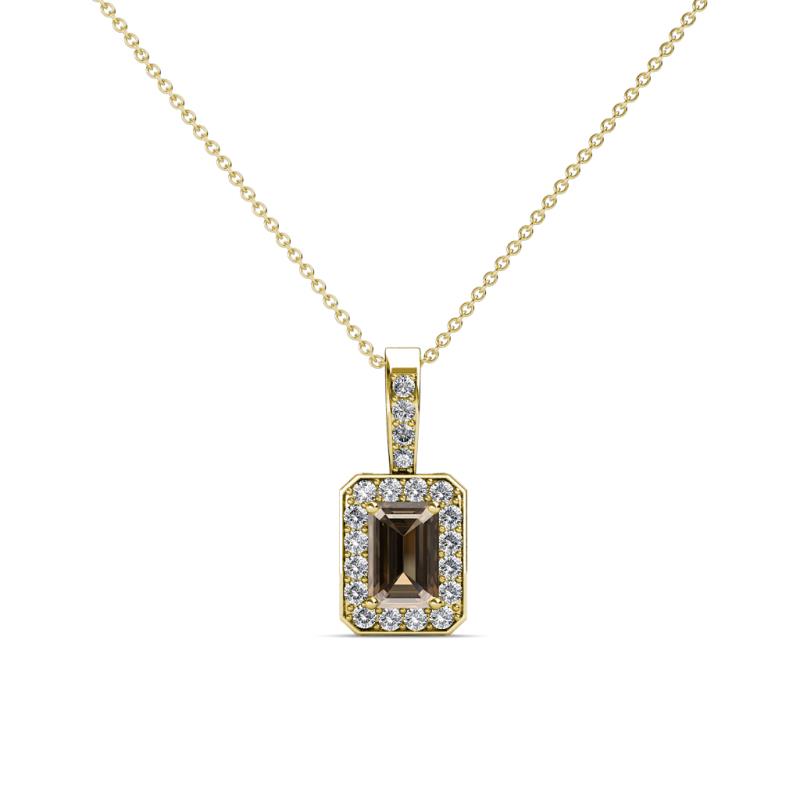 Lilian Smoky Quartz and Diamond Halo Pendant 