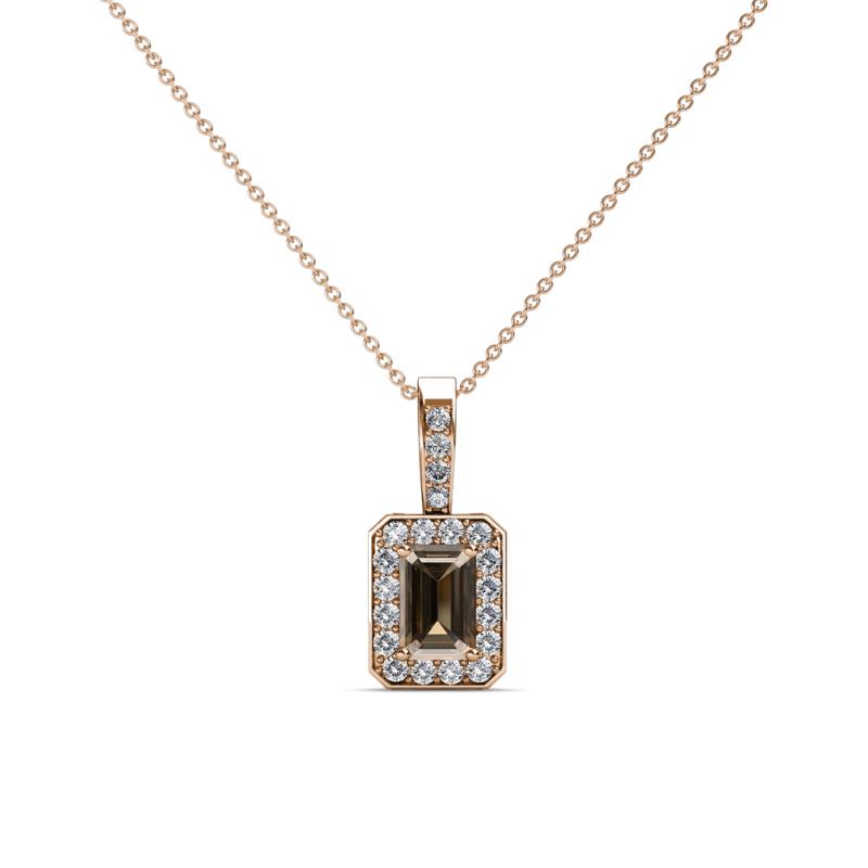 Lilian Smoky Quartz and Diamond Halo Pendant 