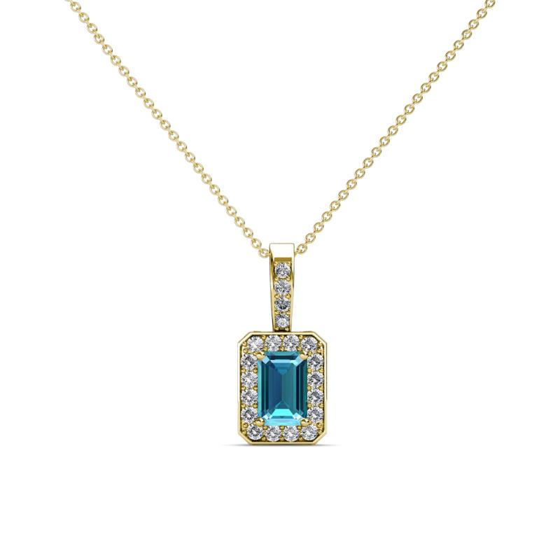 Lilian London Blue Topaz and Diamond Halo Pendant 
