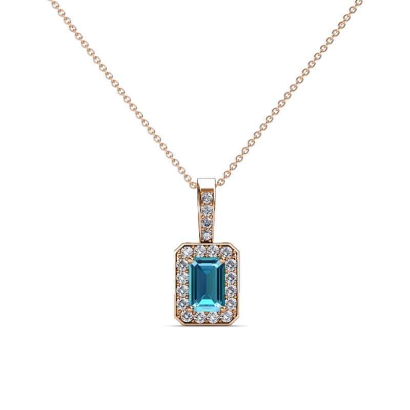 Lilian London Blue Topaz and Diamond Halo Pendant 