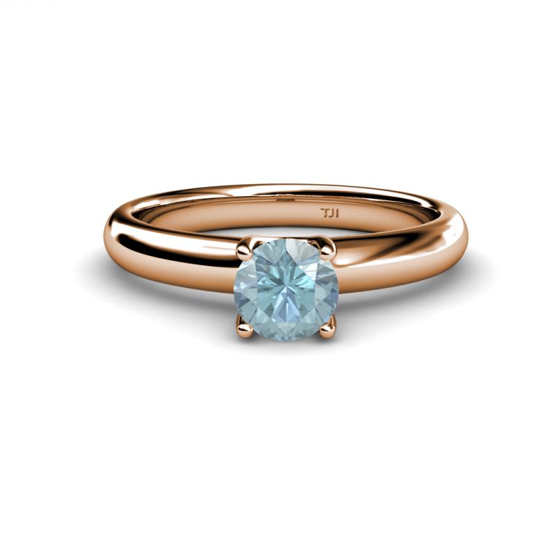 Bianca 6.50 mm Round Aquamarine Solitaire Engagement Ring 