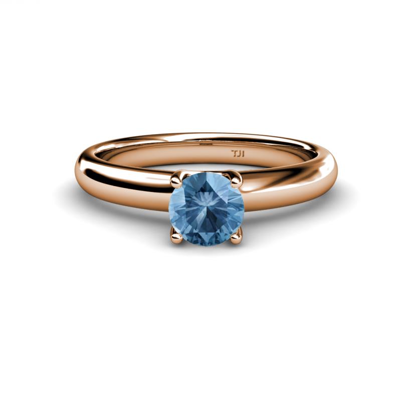 Bianca 6.50 mm Round Blue Topaz Solitaire Engagement Ring 