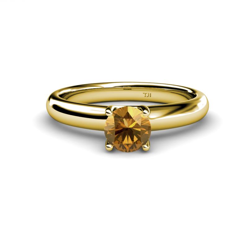 Bianca 6.50 mm Round Citrine Solitaire Engagement Ring 