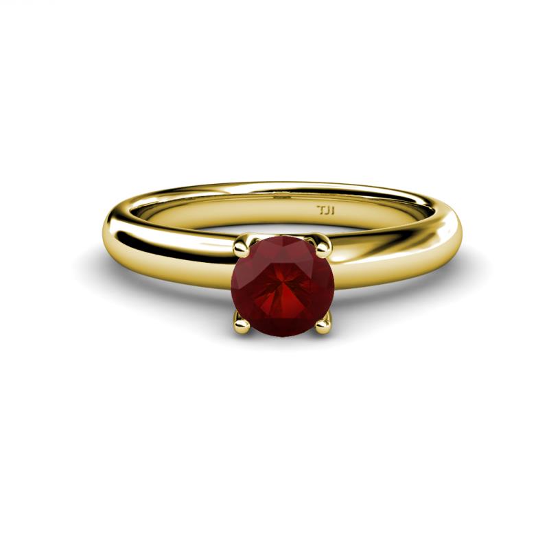 Bianca 6.50 mm Round Red Garnet Solitaire Engagement Ring 
