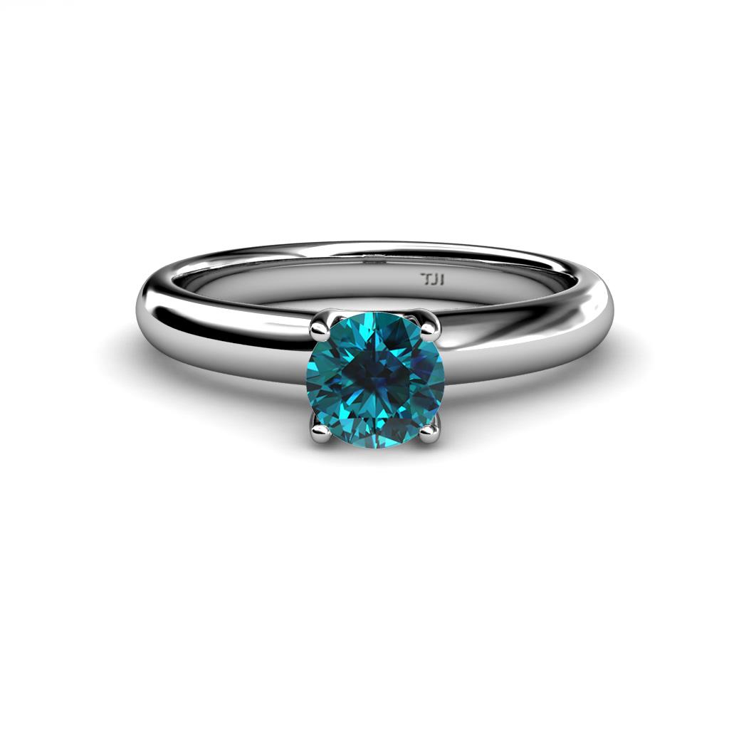 Bianca 6.00 mm Round Blue Diamond Solitaire Engagement Ring 